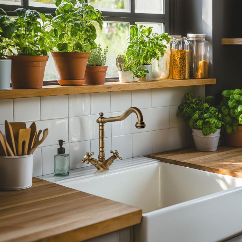 AquaTrimo Windsor klasická kuchyňská nostalgická kuchyňská baterie s úhlovým výtokem bronz 21WS7531BN