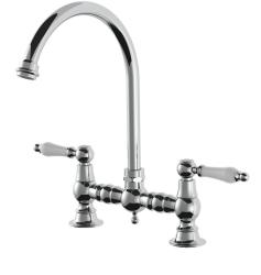 AquaTrimo Country 2-otvorová klasická kuchyňská nostalgická mostová kuchyňská baterie s obloukovým výtokem chrom 21CT7655CM