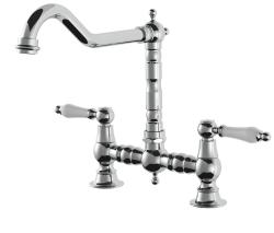 AquaTrimo Country 2-otvorová klasická kuchyňská nostalgická mostová kuchyňská baterie s úhlovým výtokem chrom 21CT7657CM