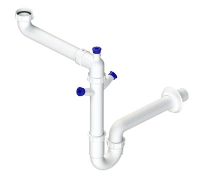 Ausmann Siphon prostorově úsporný odpadní sifon pro kuchyň se 2 připojeními na myčku nádobí 1208957660