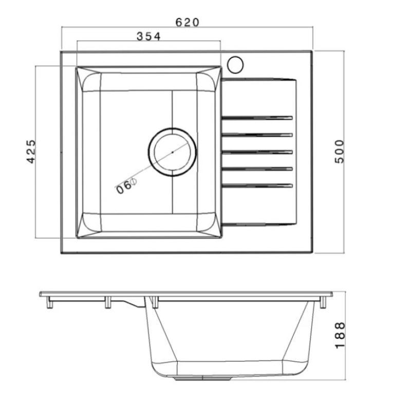 Ausmann Fibre Mini dřez černý oboustranný s odkapávačem na desku 62x50cm 1208957667