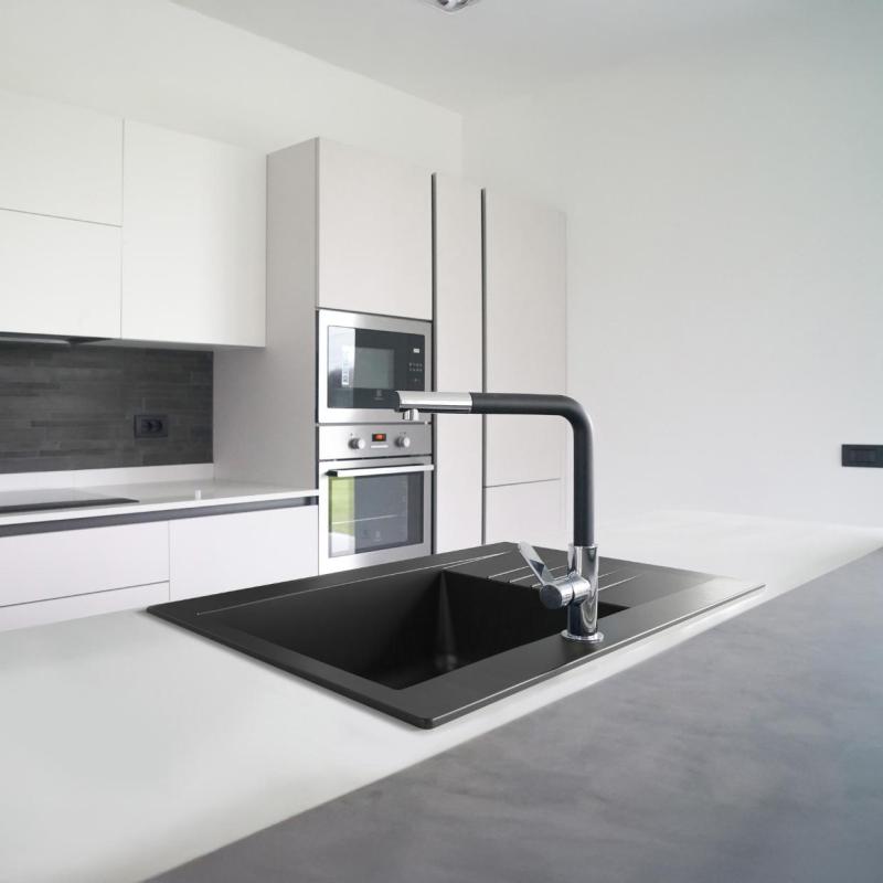 Ausmann Fibre Mini dřez černý oboustranný s odkapávačem na desku 62x50cm 1208957667