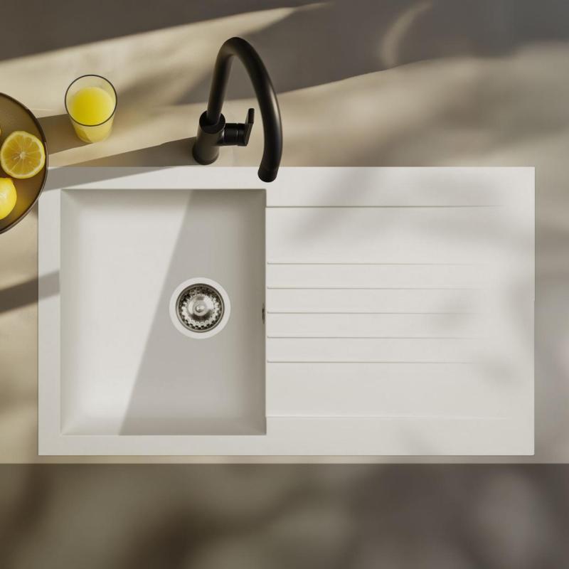 Ausmann Fibre dřez bílý reverzibilní s odkapávačem, montáž 86x50 cm 1208957673