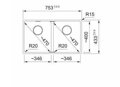 Franke Maris MRG 220-35-35 Fragranite Stone šedý dvojitý dřez pro rovnou montáž