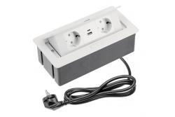 Indux Flip Medium kuchyňská zásuvka s uzemněním do pracovní desky nebo horní skříňky, bílá, se 2 zásuvkami a USB A+C nabíječkami 1208957847