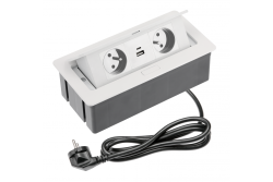 Indux Flip Medium kuchyňská zásuvka s uzemněním v pracovní desce nebo horní skříňce bílá se 2 zásuvkami a 2 USB nabíječkami 1208957849