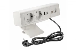 Indux Desk psací nebo stolní podložka bílá, uzemněná zásuvka (2x) s 1xUSB A, 1xUSB C, 1xRJ45 a 1xHDMI 1208957923