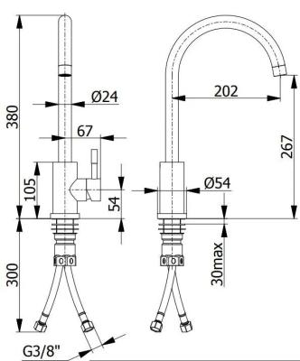 Ausmann Inox Round kuchyňská baterie s otočným výtokem, kompletně z nerezové oceli, 1208958308