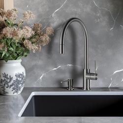 Lorreine Royal Aire kuchyňská baterie v barvě antracit s výsuvným výtokem AIRE-GUNMETAL