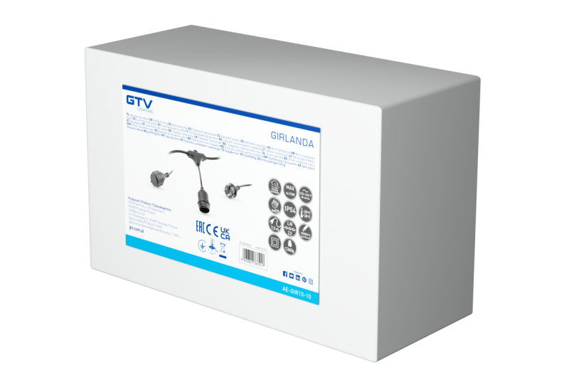 Decorační Zahradní Světelný Řetěz 10m AC220-240V 50-60Hz 10xE27 2x0,75mm 1208958646