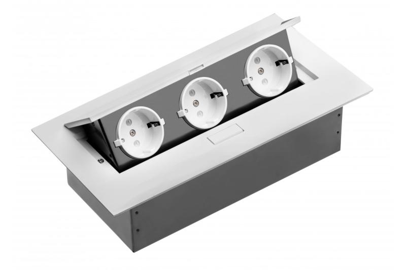 Připojovací kabel pro stolní počítač, 3x zásuvka schuko, bez kabelu, bílá 1208958665