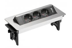 Prodlužovací kabel na stůl bez zásuvky 3x schuko, napájecí kabel 1,5 m s nerezovou zástrčkou 1208958679