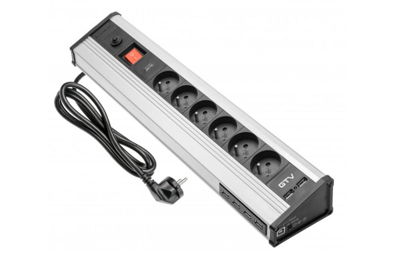 MULTI prodlužovací kabel na stůl s přepěťovou ochranou, 6x zásuvka s uzemněním, 4x USB 1208958684