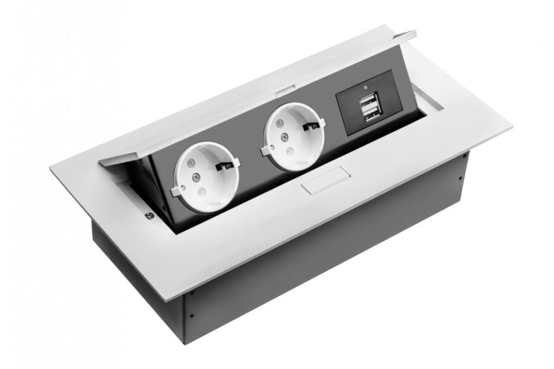 Kabel pro prodloužení stolního počítače, 2x zásuvka schuko, 2xUSB, bez kabelu, bílá 1208958685