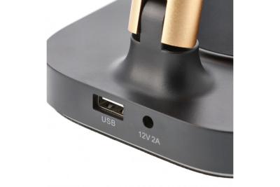 Deco Bureau lamp Bressi 8W 450lm AC220-240V 3-CCT Bezdrátové Nabíjení USB PF>0,5 RA>80 Černá / Zlatá 1208962479