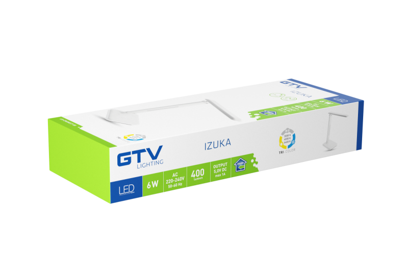 Deco IZUKA LED stolní lampa 6W 400lm AC220-240V 50/60Hz CCT indukční nabíječka bílá. 1208962496