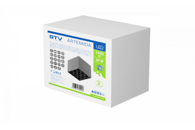Deco LED svítidlo ARTEMIDA 20W 1920lm AC220-240V 50/60 Hz PF>0,9 Ra≥80 IP20 IK08 4000K 38° čtvercové černé. 1208962642