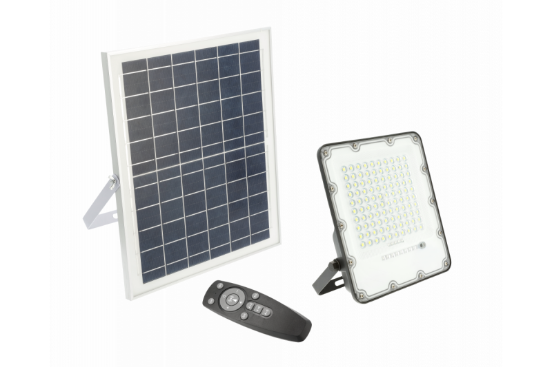 Solární LED reflektor BRAVOS, 100W, 1000lm, 6400K, IP65, 120°, solární panel, dálkové ovládání, 3r 1208962681