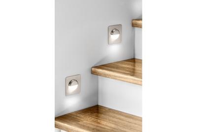 Dekorativní LED schodišťové svítidlo ESCADA KB DC12V čtvercové matné sklo 0,8W 70lm 4000K inox kabel 150cm.