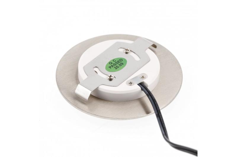 LED dekorační schodišťové svítidlo ESCADA OB DC12V, kulatý matný skleněný kryt, 0,8W, 70lm, 4000K, inox, kabel 150 cm