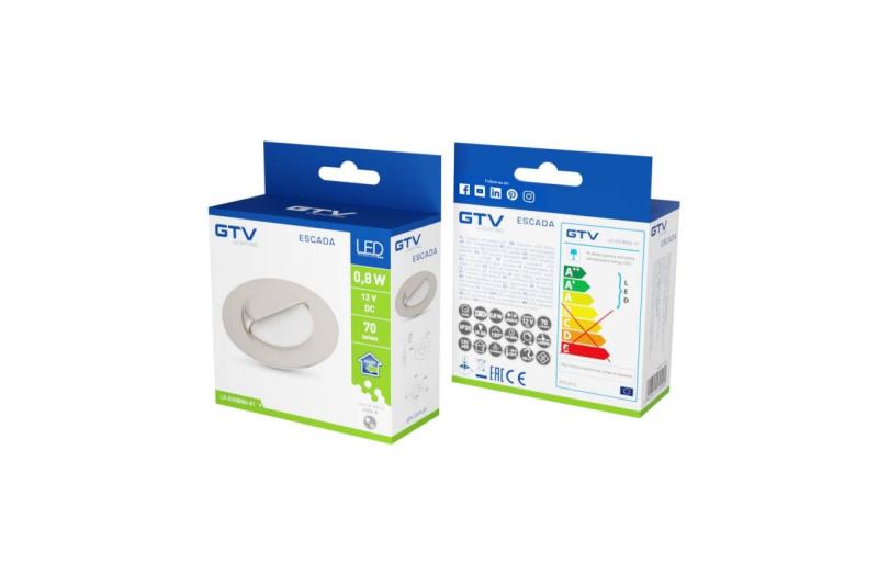 LED dekorační schodišťové svítidlo ESCADA OB DC12V, kulatý matný skleněný kryt, 0,8W, 70lm, 4000K, inox, kabel 150 cm