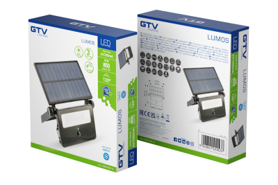 Solární LED reflektor LUMOS, se senzorem pohybu, 10W, 850lm, 6400K, IP65, 120°, solární panel, 3y 1208962938