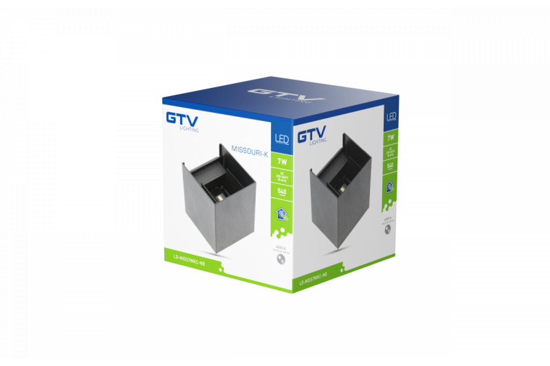 Decor MISSOURI-K LED lampa 7W 540lm AC220-240V 50/60 Hz PF>0.5 Ra≥80 IP54 IK08 4000K čtvercová černá. 1208962994