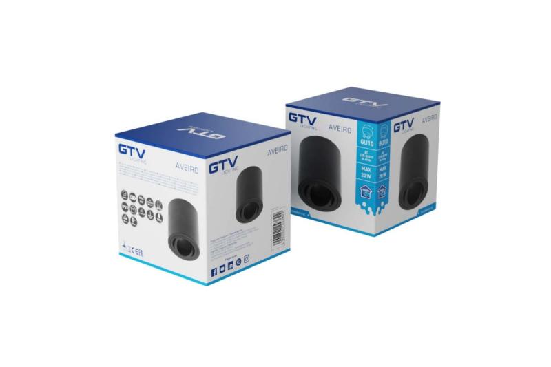 Dekorativní stropní svítidlo AVEIRO hliníkové 80x85mm IP20 max 20W kulaté černé. 1208963830