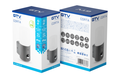 Zahradní svítidlo CORTA-AU PIR E27 MAX.25W IP44 AC220-240V 50-60Hz nástěnná lampa horní grafit. 1208963858