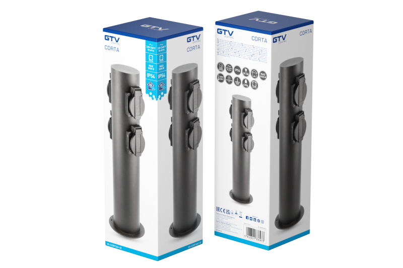 Decor Zahradní sloupek CORTA-P 36 IP54 AC220-240V 50-60Hz 4*Schuko zásuvka max. 3500W sloupek grafit. 1208963859