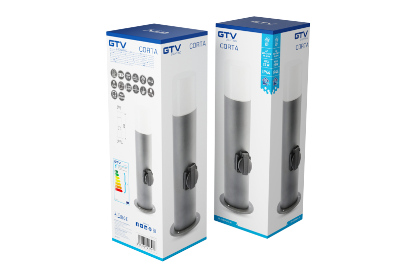 Deco CORTA-P 40 zahradní lampa E27 MAX.25W IP44 AC220-240V 50-60Hz zásuvka max. 3000W sloup grafit. 1208963861