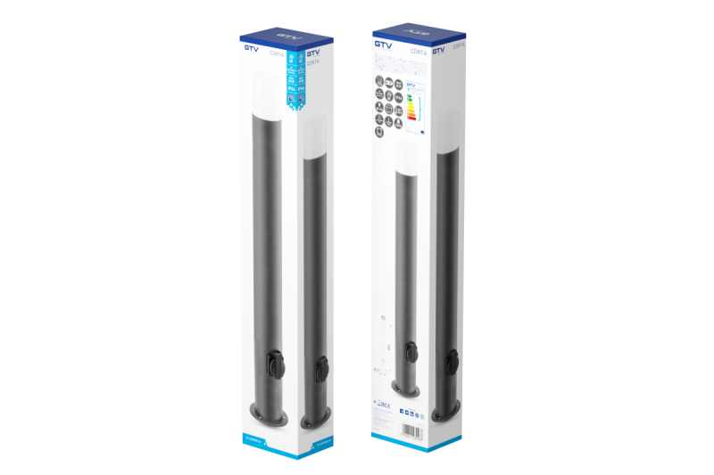 Decor CORTA-P 80 zahradní lampa E27 MAX.25W IP44 AC220-240V 50-60Hz zásuvka max. 3000W sloup grafit. 1208963864