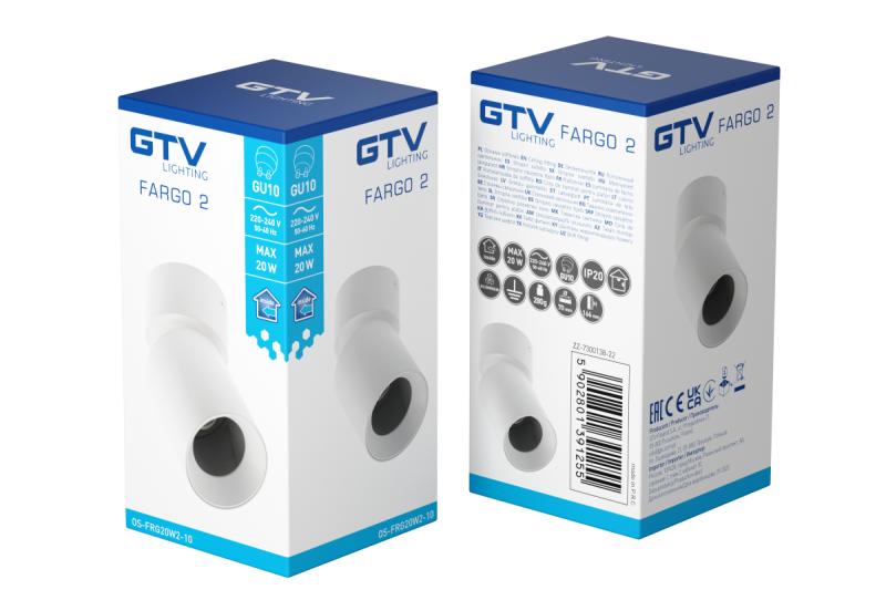 Dekor Stropní svítidlo FARGO 2 hliník 70x166mm IP20 max 20W kulaté černé. 1208963881