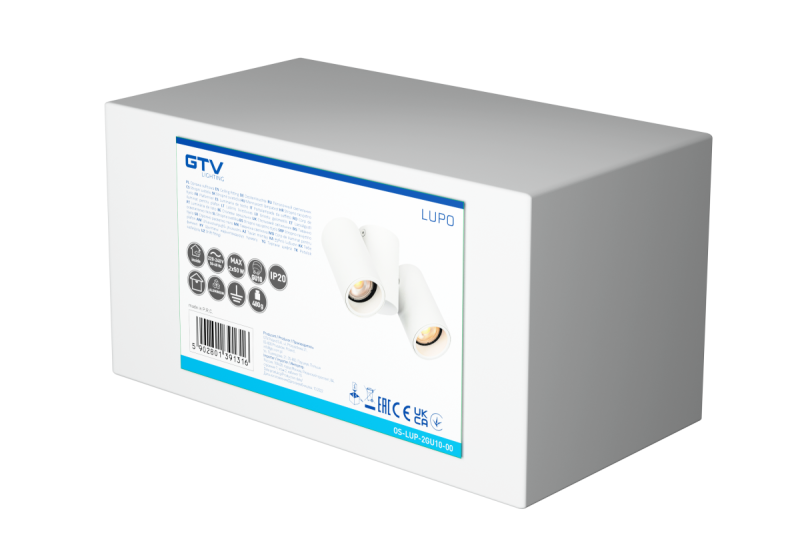 Dekor Stropní svítidlo LUPO hliník 17,5x5,6x11,5 IP20 2*GU10 max. 50W kulaté bílé. 1208963925