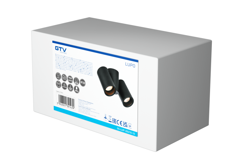 Stropní svítidlo Decor LUPO hliník 17,5x5,6x11,5 IP20 2*GU10 max. 50W kulaté černé. 1208963926