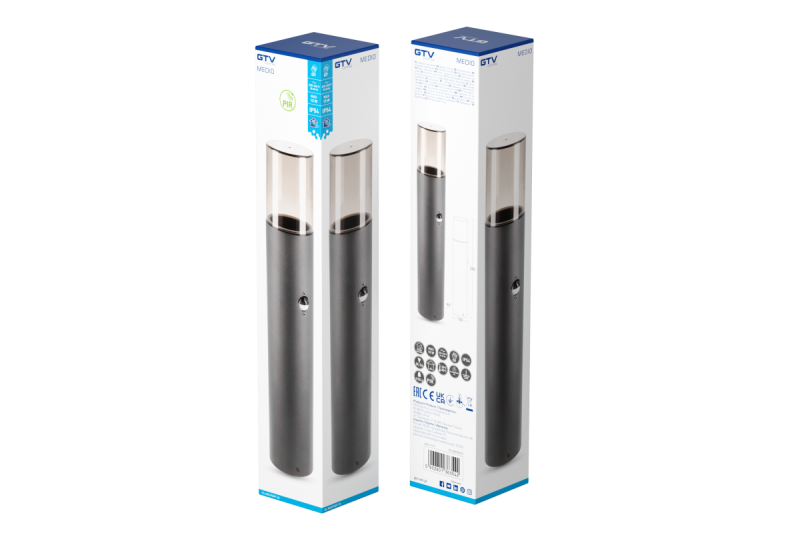 Decor Zahradní osvětlení MEDIO-P 50 PIR E27 MAX.15W IP54 AC220-240V 50-60Hz sloup grafit. 1208963940