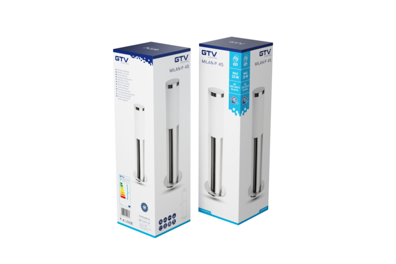 Deco Zahradní Osvětlení MILAN-P 45 E27 MAX.40W IP44 AC220-240V 50-60Hz sloup nerez. 1208963944