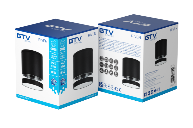 Decorační stropní svítidlo RIVEN hliníkové 102x120 IP54 MAX.35W kulaté grafitové. 1208963984