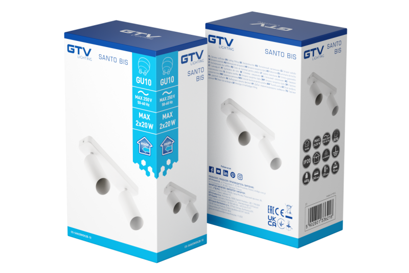 Dekorativní stropní svítidlo SANTO BIS hliník IP20 max. 20W*2 dvojité kulaté bílé. 1208964000