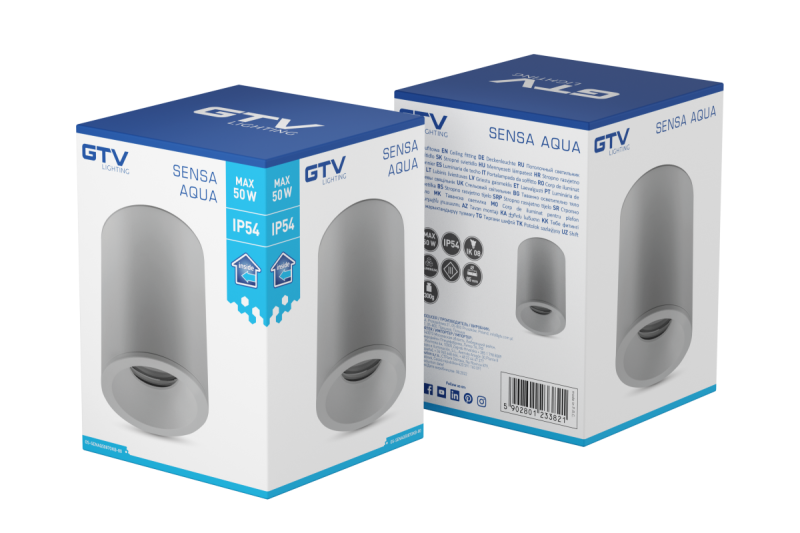 Dekor SENSA AQUA stropní svítidlo hliník 85x115 IP54 max 50W kruhové šedé. 1208964008