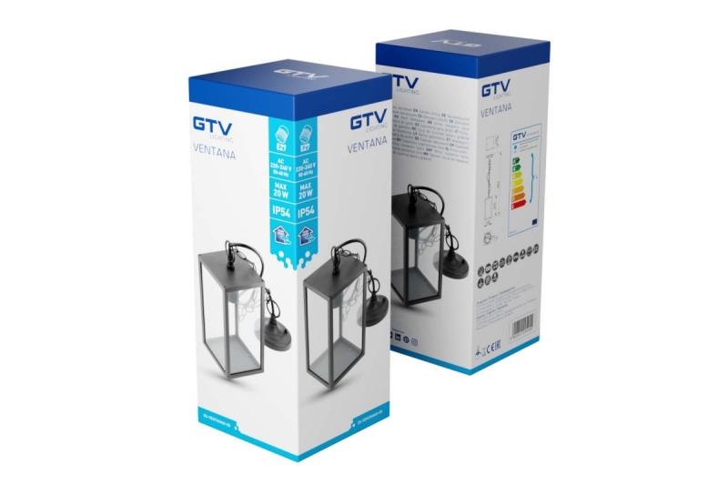 Decor Tuinarmatuur opgehangen VENTANA-H E27 MAX.20W IP54 AC220-240V 50-60Hz černá. 1208964047