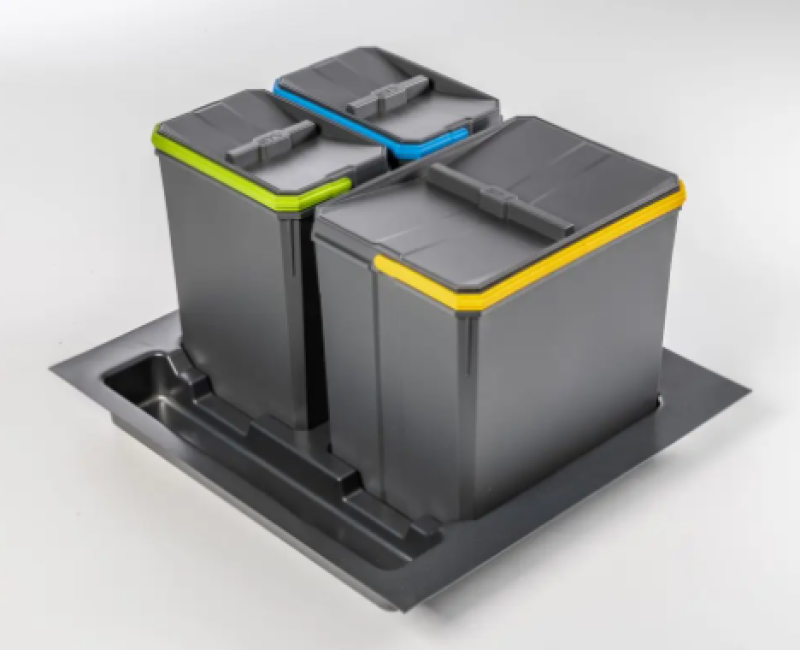 Garbi Basket B-60-3 třídicí odpadkový systém pro zásuvku 60 cm včetně držáku a 3 odpadkových košů 1208964399