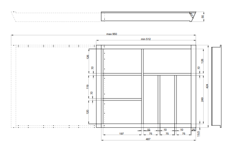 Decor Cutle Příborníky Kuchyně Nastavitelná Vložka pro 600-1000mm Skříně 1208966291