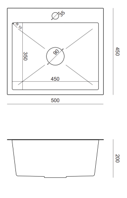 Quadri Dixton 50 Nerezový dřez 500x450 mm s otvorem pro baterii, nástěnný 1208967081