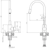 Quadri Dixton 40 set met zwarte rvs spoelbak met nano pvd 400x450 mm met kraangat opbouw en Quadri Bristol keukenkraan