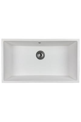 GraniteMy Universal granitový velký bílý dřez 74x40 cm bílý, montáž na desku, pod desku a do roviny s nerezovým uzávěrem 1208967111