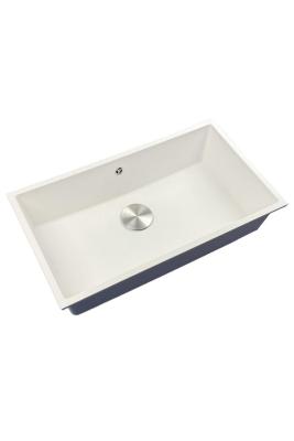GraniteMy Universal granitový velký bílý dřez 74x40 cm bílý, montáž na desku, pod desku a do roviny s nerezovým uzávěrem 1208967111