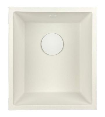 GraniteMy Universal univerzální bílý žulový dřez 34x40 cm bílý, instalace na desku, pod desku i do roviny s bílou zátkou 1208967146