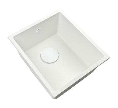 GraniteMy Universal univerzální bílý žulový dřez 34x40 cm bílý, instalace na desku, pod desku i do roviny s bílou zátkou 1208967146
