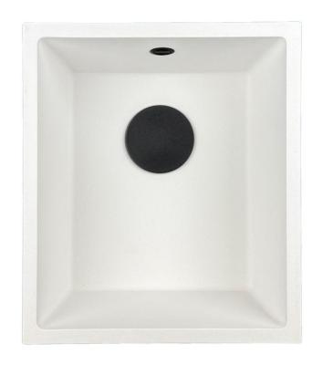 GraniteMy Universal granitový bílý dřez 34x40 cm bílý pro vestavbu, spodní a plochou montáž s černou zátkou 1208967147